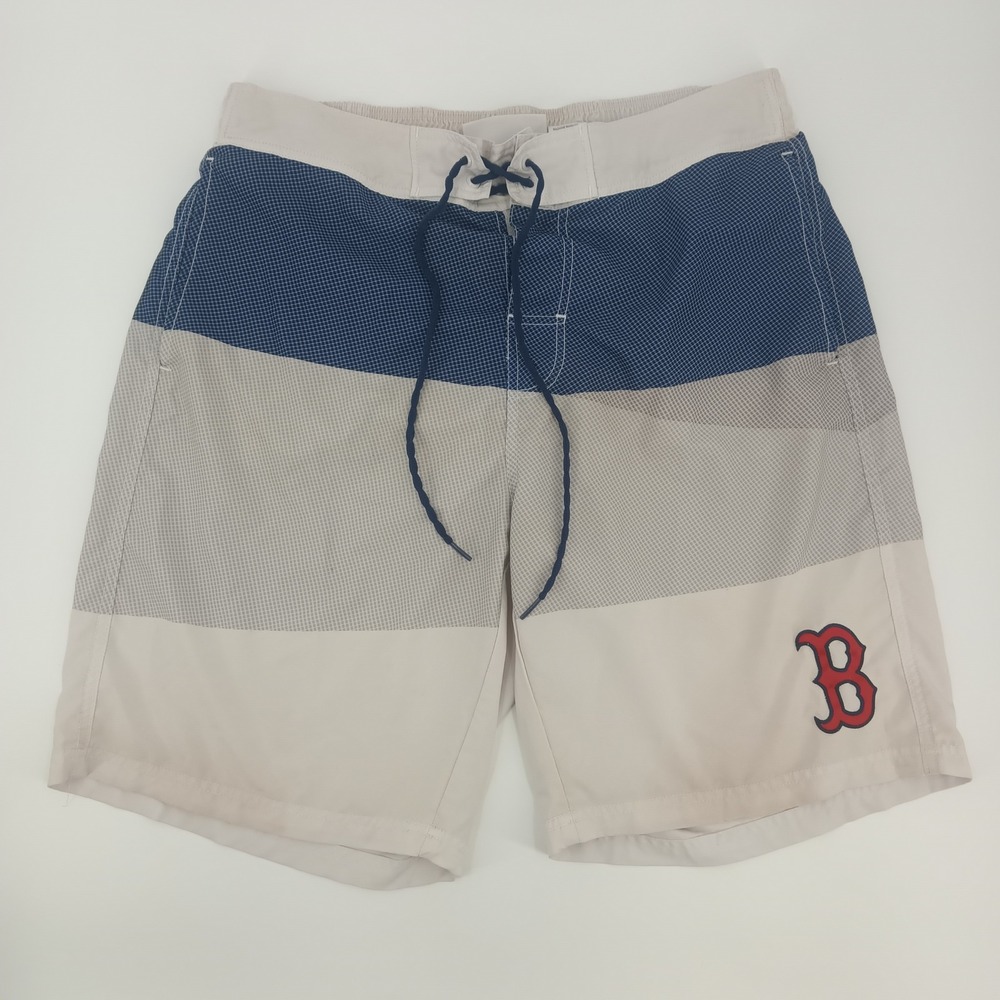 G-III Boston Red Sox Mens XL Board Shorts Swim Trunks Colorblock Navy Grey Cream